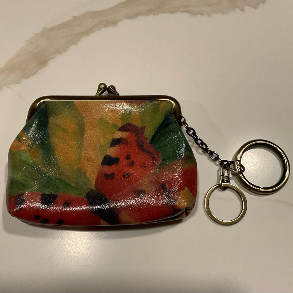 Patricia Nash Watercolor Butterfly Leather Large Framed Coin Purse - Picture 2 of 6